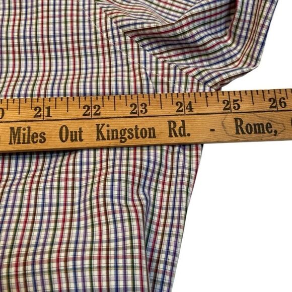Peter Millar Blue Red Plaid Long Sleeve Button Down Dress Shirt Men Size Large - Picture 9 of 10